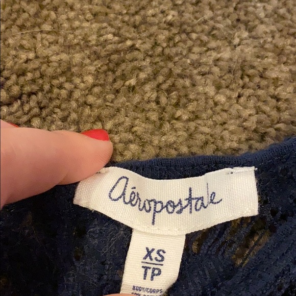 Navy blue top - XS, lace on top and 3/4 sleeve - Picture 4 of 4